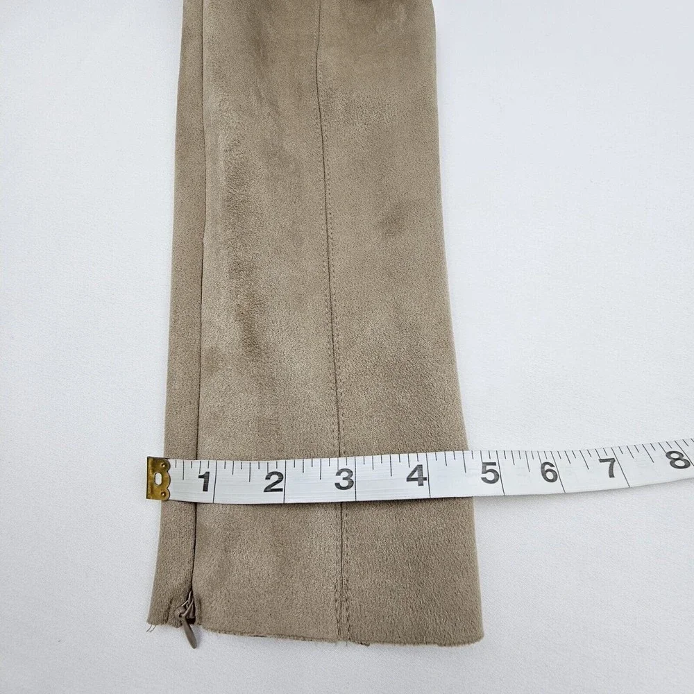 Zara Women Faux Suede Leggins Size Small Color Brown Tan Elastic Waistband Comfy - Picture 10 of 13